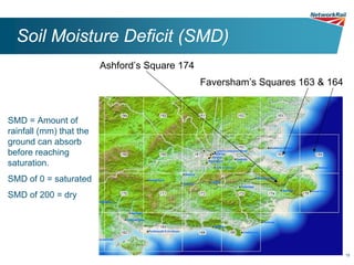 Soil Moisture Deficit (SMD)
                         Ashford’s Square 174
                                                Faversham’s Squares 163 & 164


SMD = Amount of
rainfall (mm) that the
ground can absorb
before reaching
saturation.
SMD of 0 = saturated
SMD of 200 = dry




                                                                                15
 