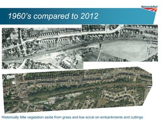 1960’s compared to 2012




Historically little vegetation aside from grass and low scrub on embankments and cuttings
 