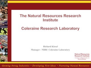 Growing Strong Industries ~ Developing New Ideas ~ Nurturing Natural Resources
Richard Kiesel
Manager - NRRI Coleraine Laboratory
 