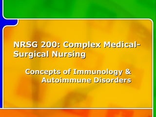 NRSG 200: Complex Medical-Surgical Nursing Concepts of Immunology & Autoimmune Disorders 