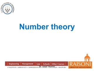 Number theory 
Mr. Gopal Sakarkar 
 