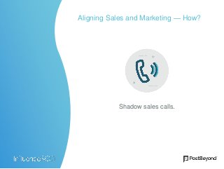 Aligning Sales and Marketing — How?
Shadow sales calls.
 