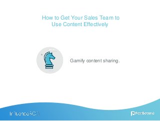 Gamify content sharing.
How to Get Your Sales Team to
Use Content Effectively
 