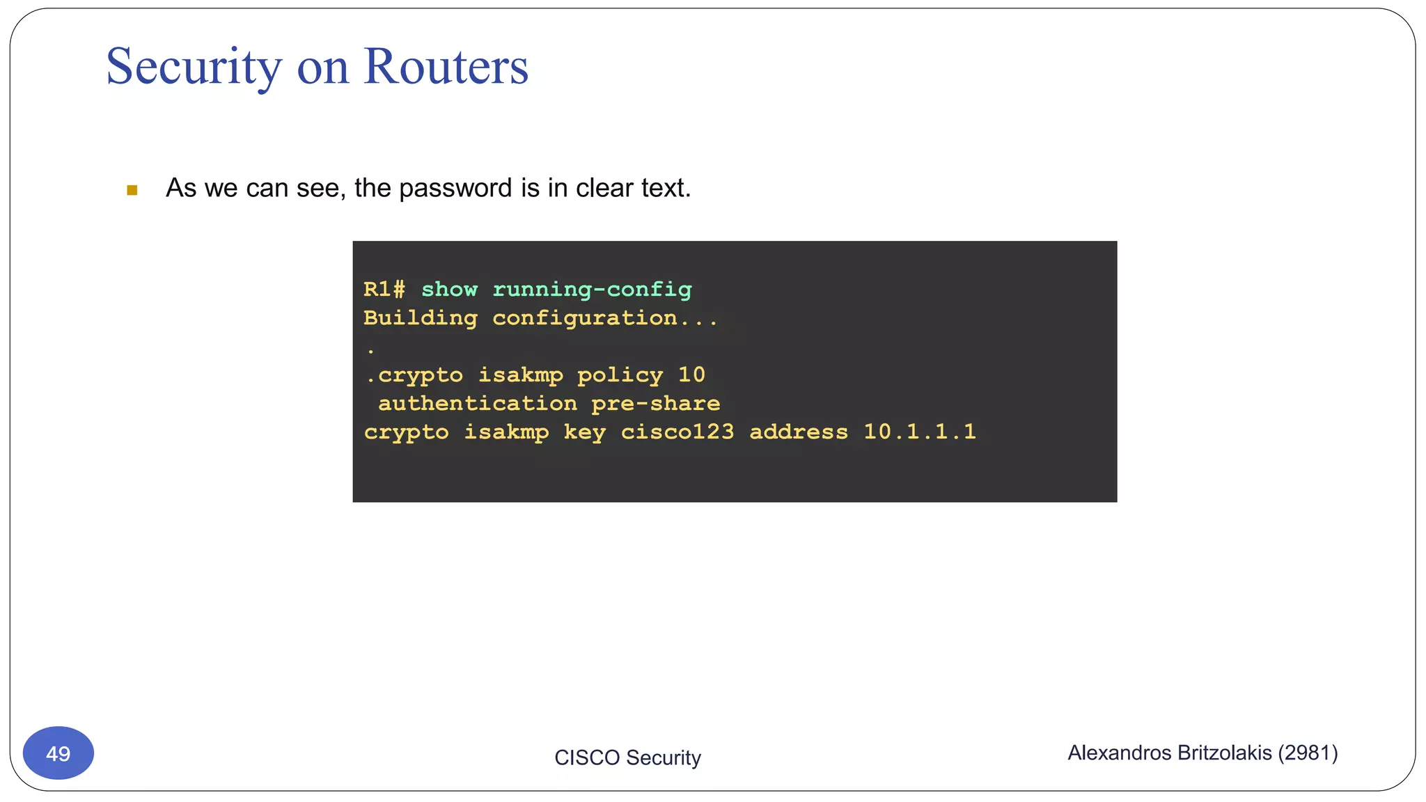 Network security on Cisco routers and switches PPT