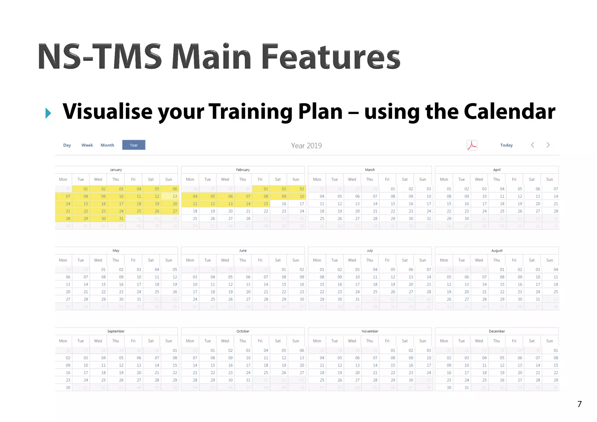 7
Visualise your Training Plan – using the Calendar
 