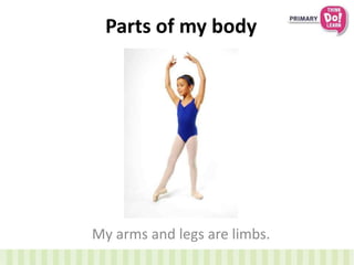 Parts of my body 
My arms and legs are limbs. 
 