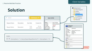 | Reactive Web Best Practices
Solution
Client Variables
 