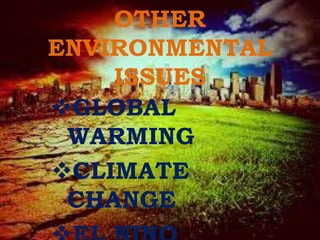 OTHER
ENVIRONMENTAL
ISSUES
GLOBAL
WARMING
CLIMATE
CHANGE
 