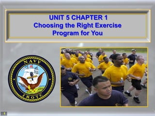 UNIT 5 CHAPTER 1
    Choosing the Right Exercise
         Program for You




1
 