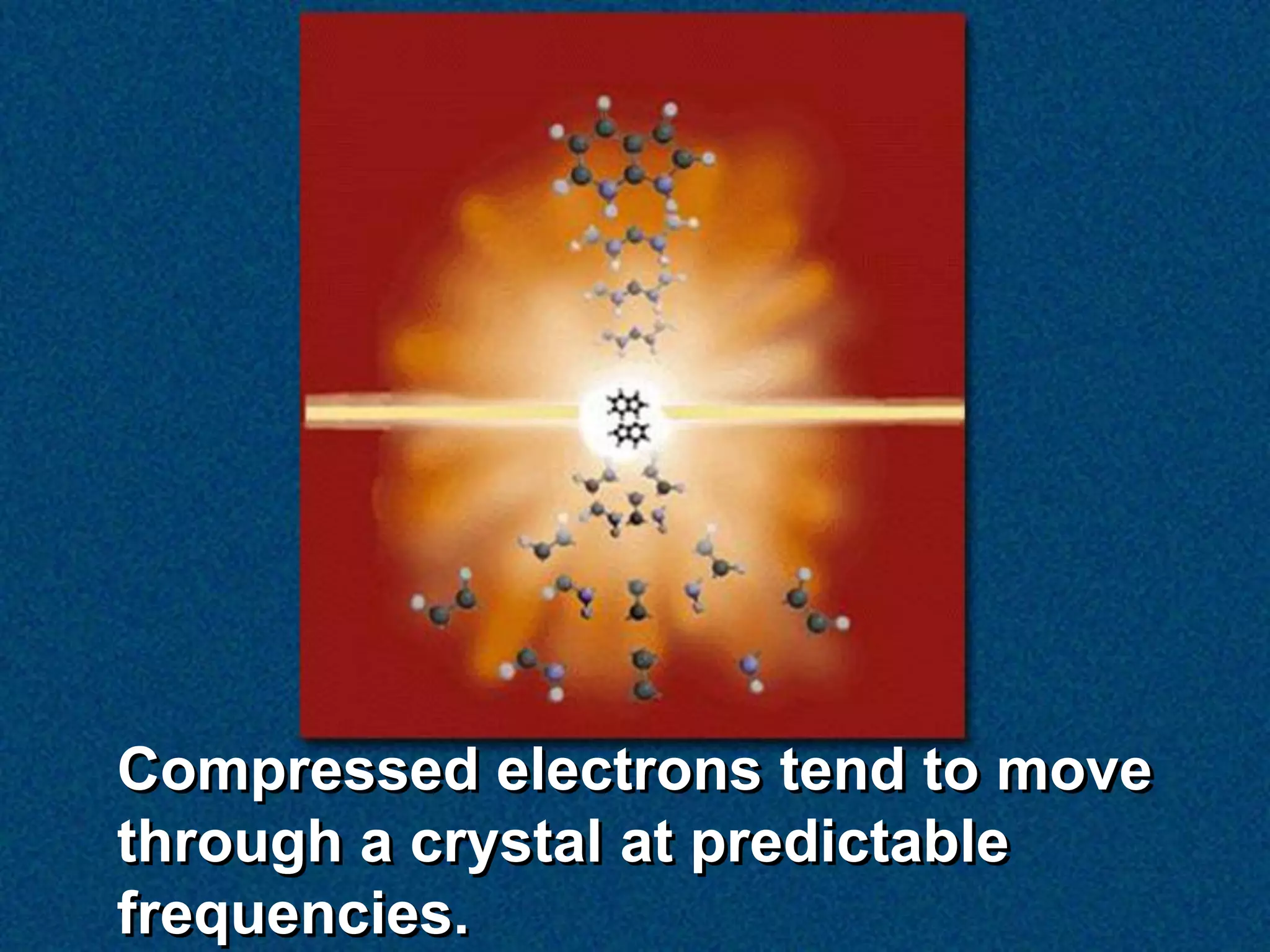 Compressed electrons tend to move
through a crystal at predictable
frequencies.
 