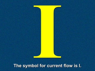 The symbol for current flow is I.
 