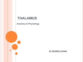 THALAMUS
Anatomy & Physiology
Dr SHAROJ KHAN
 