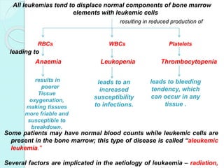 Periodontium in Leukemic
Patients
Oral and periodontal manifestations of leukemia consist
of:
Oral
ulcerations
& infection...