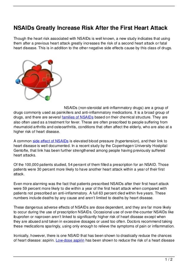 NSAIDs Greatly Increase Risk After the First Heart Attack