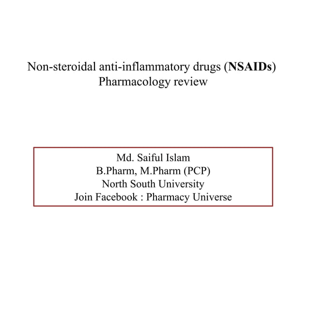 Non-steroidal Anti-inflammatory Drugs (NSAIDs) Pharmacology Review | PDF