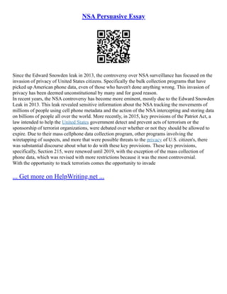 NSA Persuasive Essay | PDF