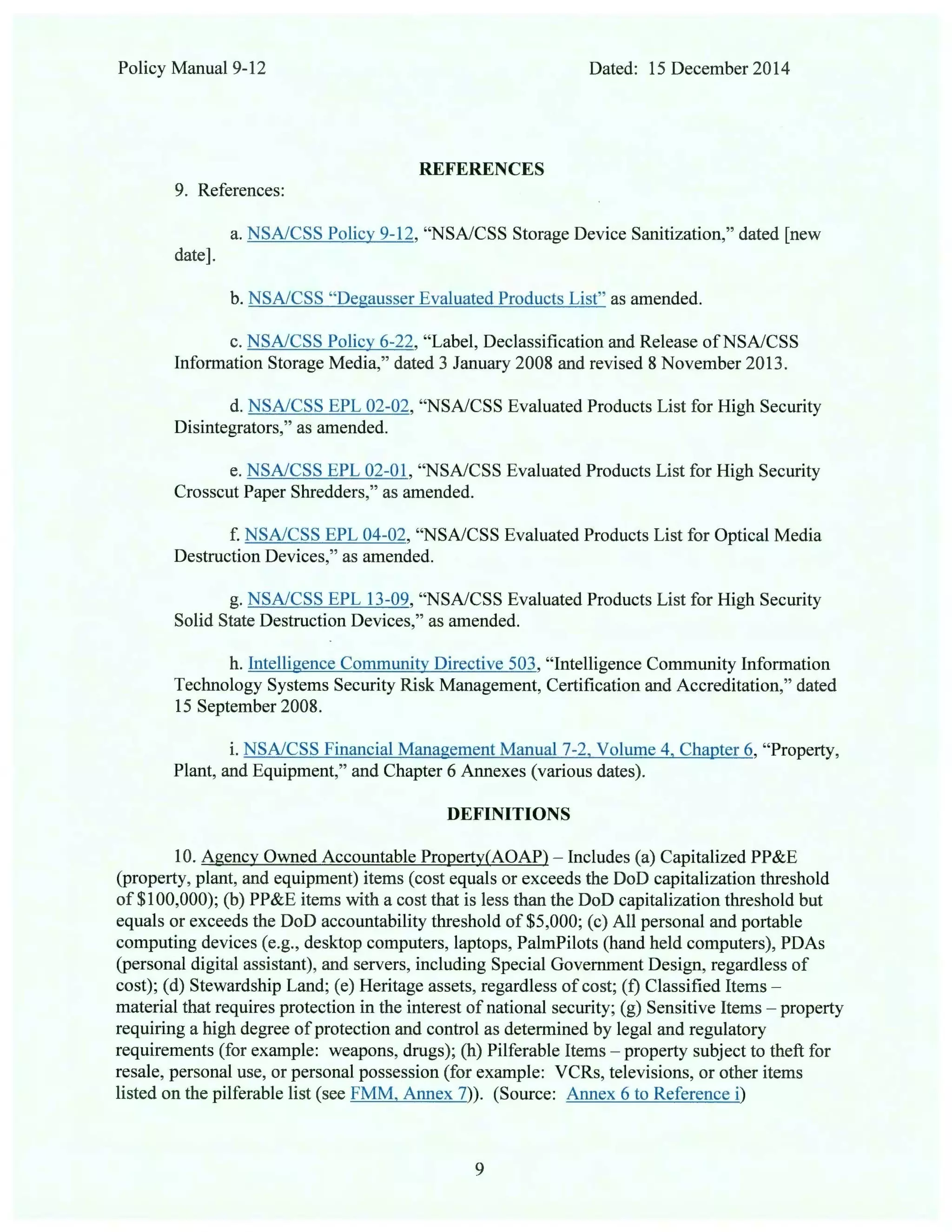 Nsa policy manual on storage device sanitization