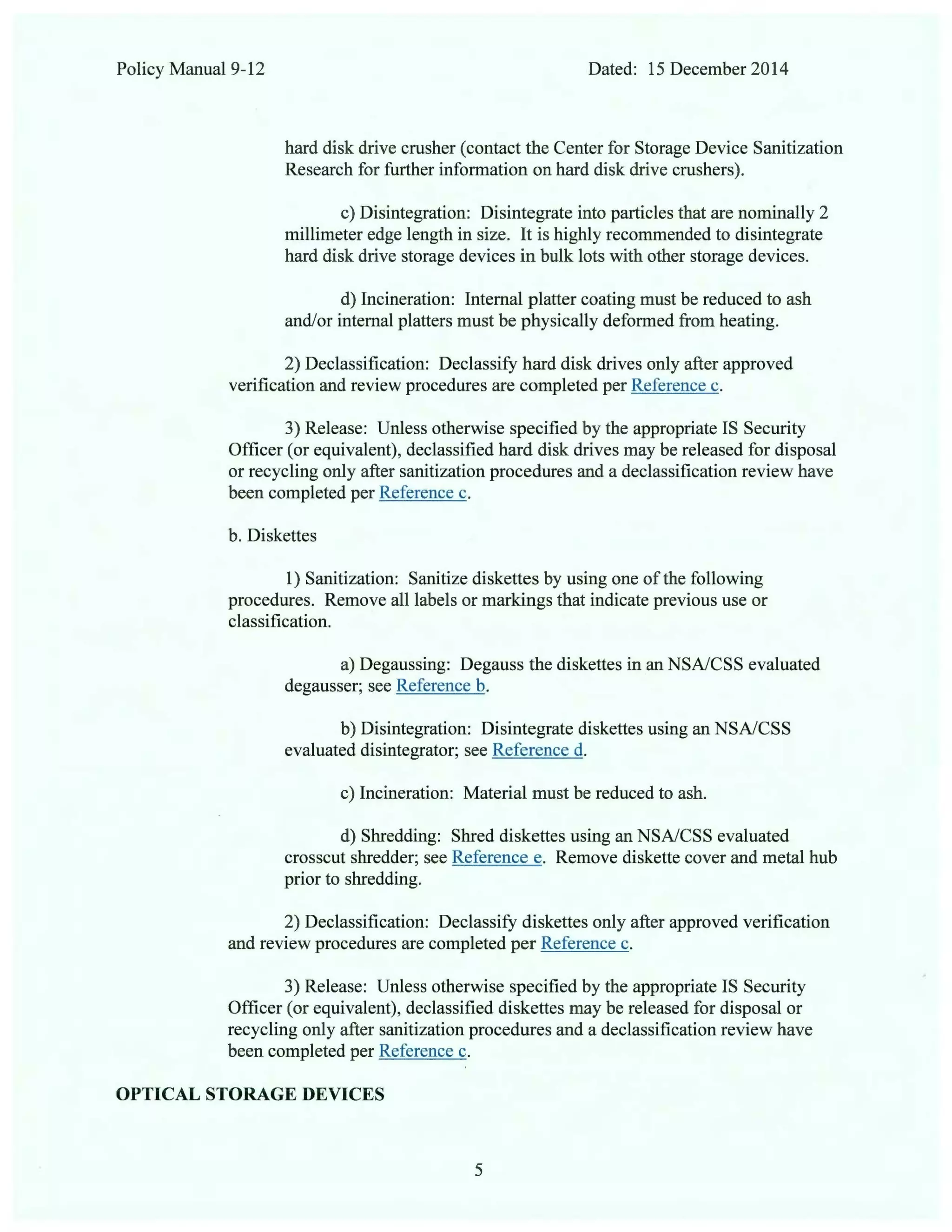 Nsa policy manual on storage device sanitization