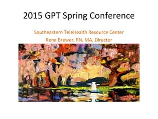 2015 GPT Spring Conference
1
Southeastern TeleHealth Resource Center
Rena Brewer, RN, MA, Director
 