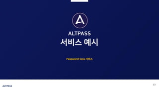 ALTPASS
23
서비스 예시
ALTPASS
Password-less 서비스
 