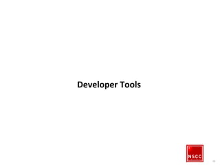 39
Allinea DDT
• DDT – Distributed Debugging tool from Allinea
• Graphical interface for debugging
– Serial applications/codes
– OpenMP applications/codes
– MPI applications/codes
– CUDA applications/codes
• You control the pace of the code execution and examine
execution flow and variables
• Typical Scenario
– Set a point in your code where you want execution to stop
– Let your code run until the point is reached
– Check the variables of concern
 