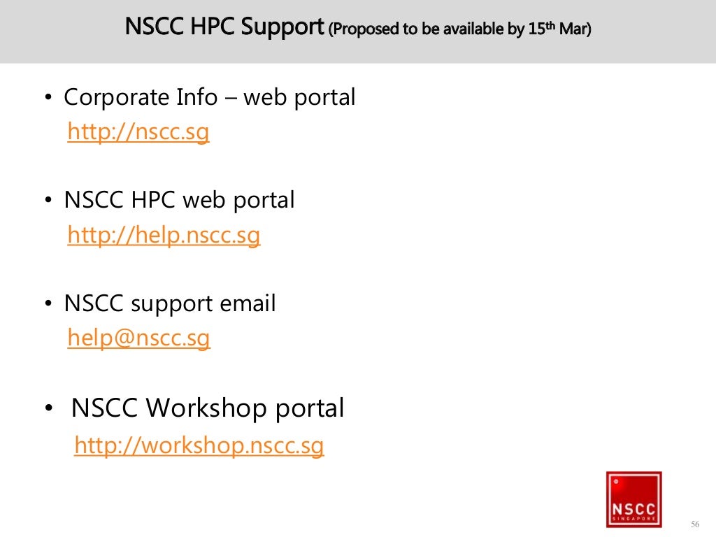 NSCC Training Introductory Class NSCC Training Introductory Class