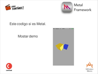 Metal  
Framework
NSCoders 
México
Este codigo si es Metal.
#
#
Mostar demo
 