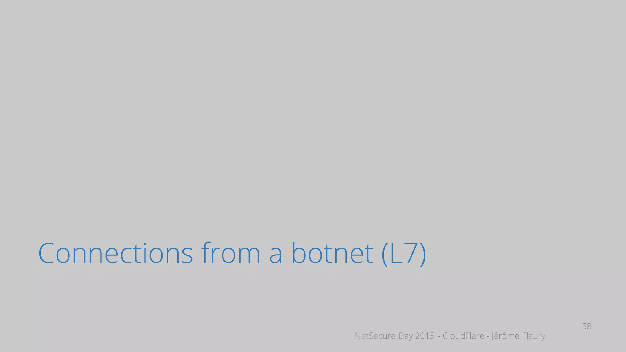 NetSecure Day 2015 - CloudFlare - Jérôme Fleury
Connections from a botnet (L7)
58
 