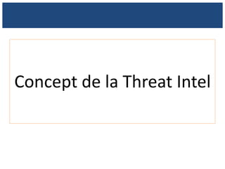 Concept de la Threat Intel
 
