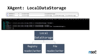 XAgent: LocalDataStorage
Local
DataStorage
Registry
reader/writer
File
reader/writer
 