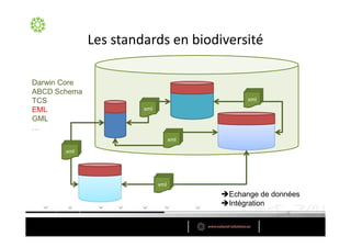 Darwin Core
ABCD Schema
TCS
EML
GML
…




                  Echange de données
                  Intégration
 
