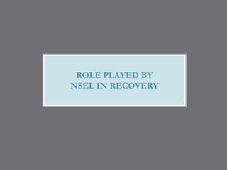 ROLE PLAYED BY
NSEL IN RECOVERY
 