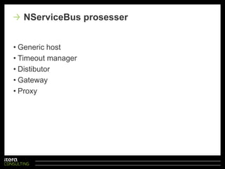 Kjøressom en egen serviceHar sin egenkøBrukestil å vekketil live sagaersomventerpå en melding for å forsetteEksempel:En ordresomaldriblirgodkjentKan fekssendepåminnelseetter en ukeSagaer - Timeout Manager
