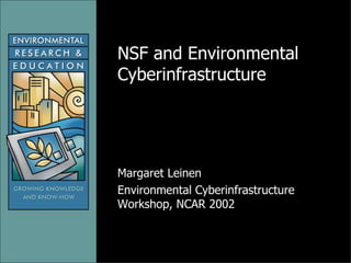 NSF and Environmental Cyberinfrastructure Margaret Leinen Environmental Cyberinfrastructure Workshop, NCAR 2002 