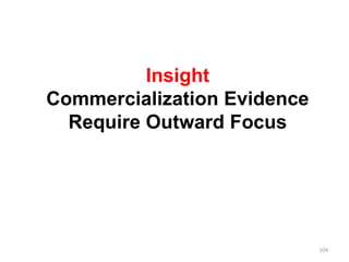 Insight
Commercialization Evidence
Require Outward Focus
104
 