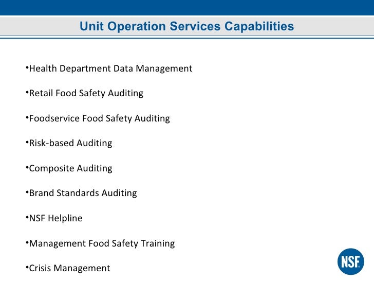 NSF QA & Food Safety ServiceCapabilities