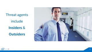15 
Threat agents include 
Insiders& Outsiders  