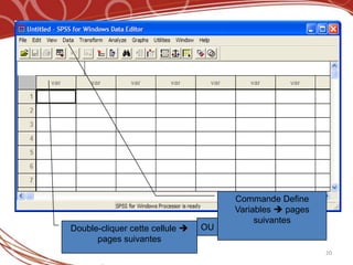 Commande Define
                                      Variables  pages
                                           suivantes
Double-cliquer cette cellule    OU
      pages suivantes
                                                          20
 