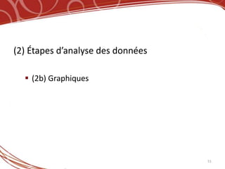 (2) Étapes d’analyse des données

   (2b) Graphiques




                                   51
 