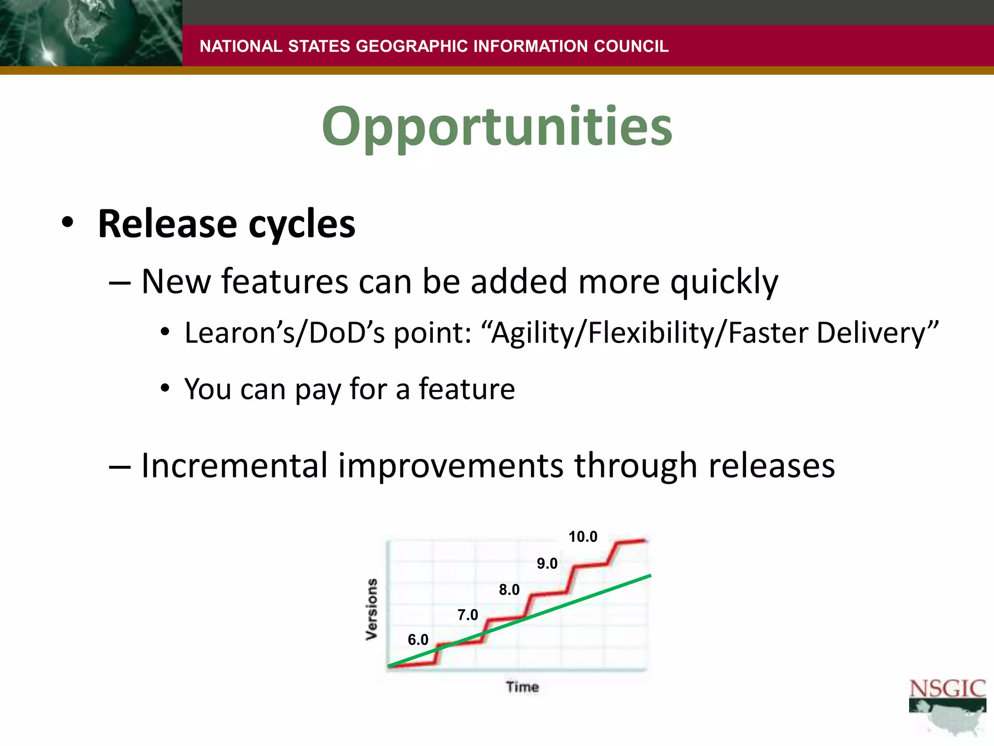 There are now companies that provide support and services for geospatial OSSOpenGeo is following the “Red Hat model”Insurance: That if something is broken, some entity will help get it fixed; you can obtain supportAssurance: That there is knowledge and expertise to assist you with deploying and solving problems with these toolsSlides from Paul Ramsay, used with permission.