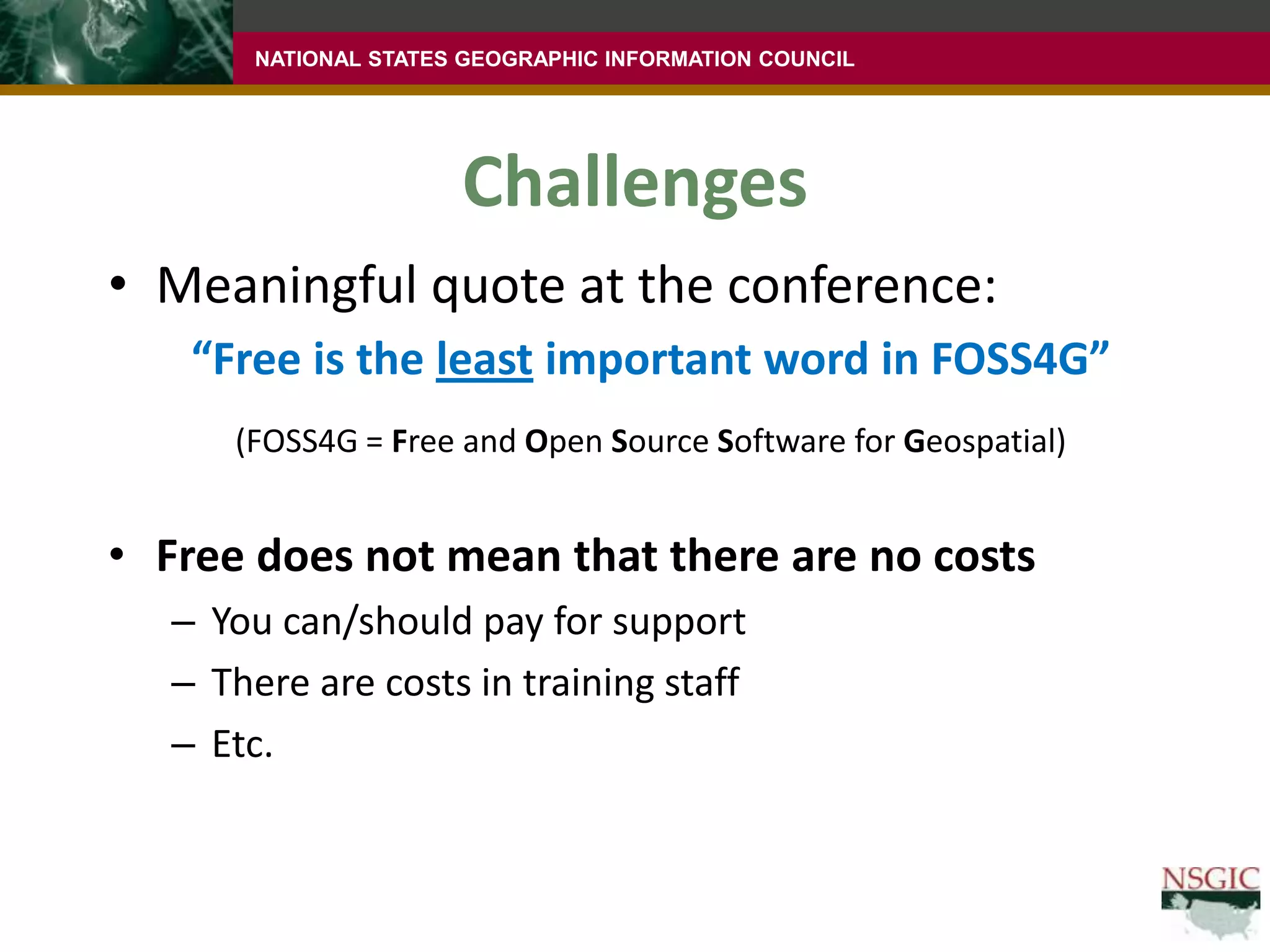 Many commercial companies employ open sourceGoogleLinux in its web farmsAmazonThe Xen virtual machine environment85 of 135 third-party libraries are OSSUnder 18 different OSS licensesSlides from Paul Ramsay, used with permission.