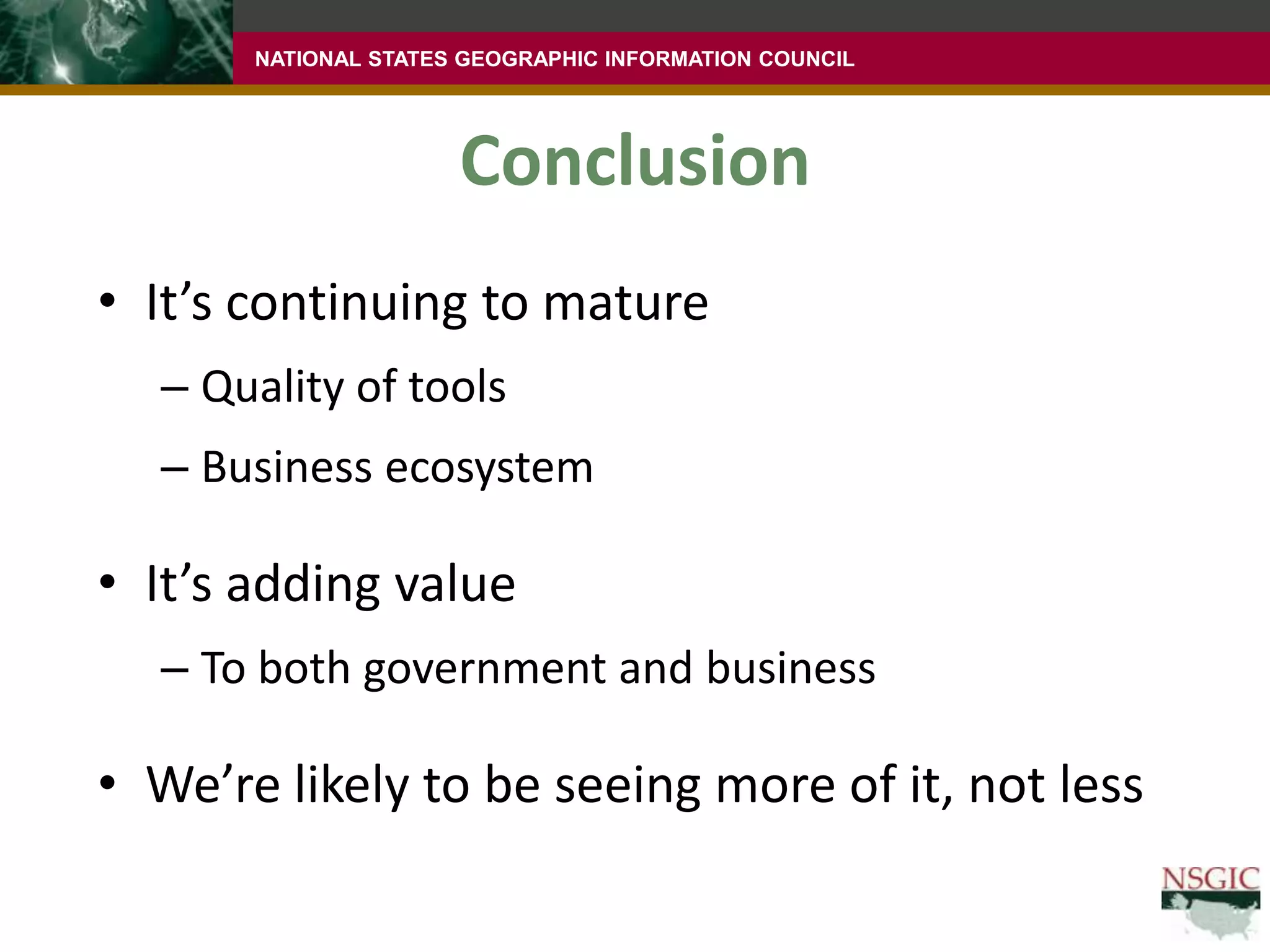 New JerseyWhat are you doing?OGC web services (WMS, WFS) to power a variety of  agency applications & Publish data to The National MapWeb application front-end is OpenLayers; backend is EsriArcGIS Server REST/cached base mapOGC compliant orthophoto servicesVia a LizardTech Express Server