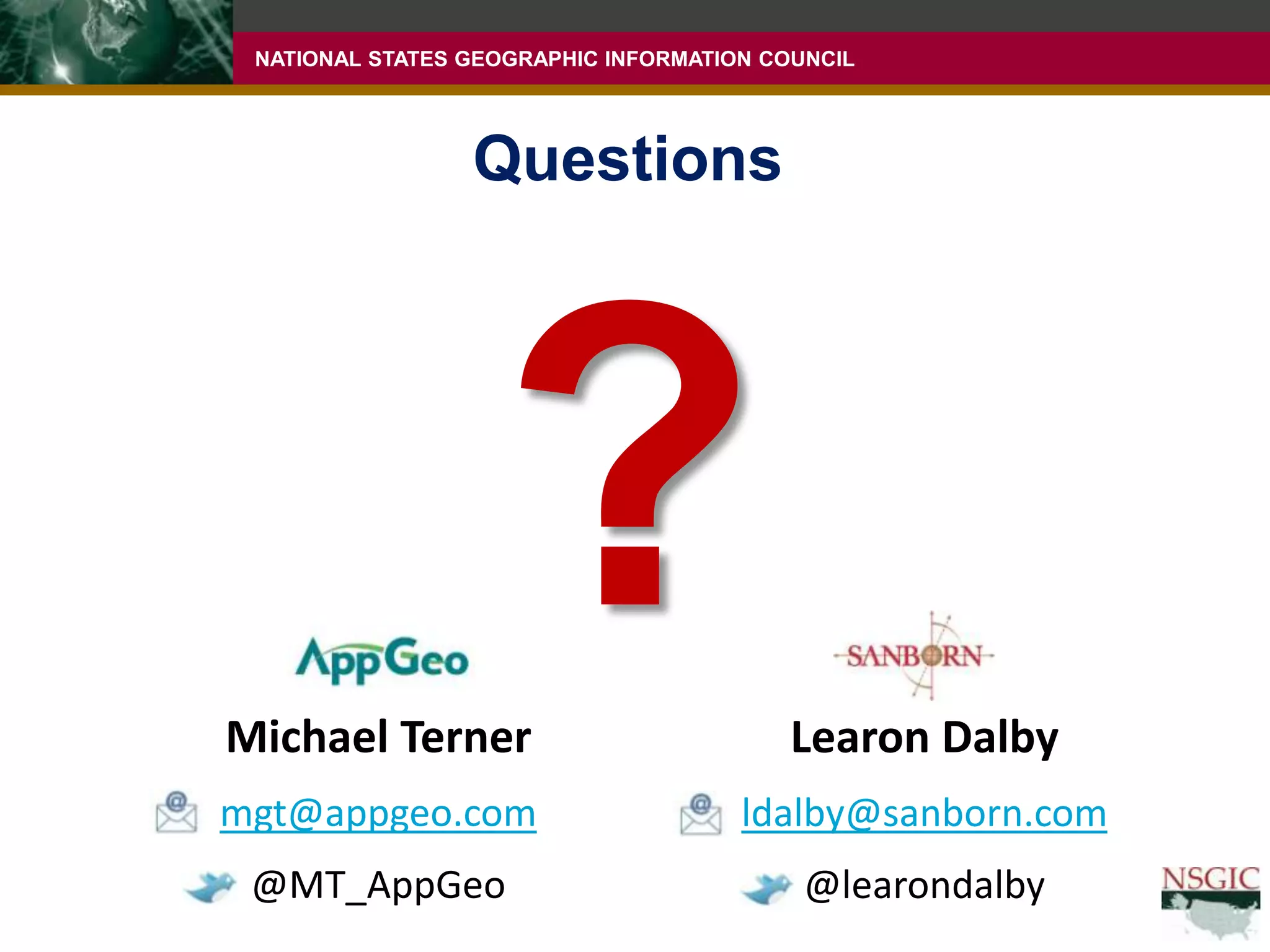 New JerseyWhy did you do it?Fill in some gaps in the Esri product offeringsRobust OGC supportJavaScript development before release of REST APISupplement existing Esri infrastructureComfortable  with a heterogeneous environment