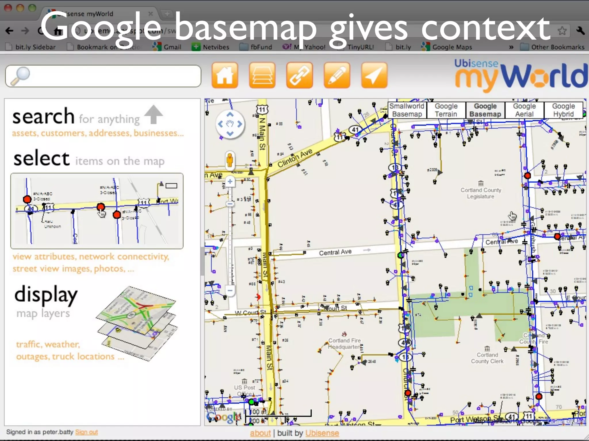 Google basemap gives context
 