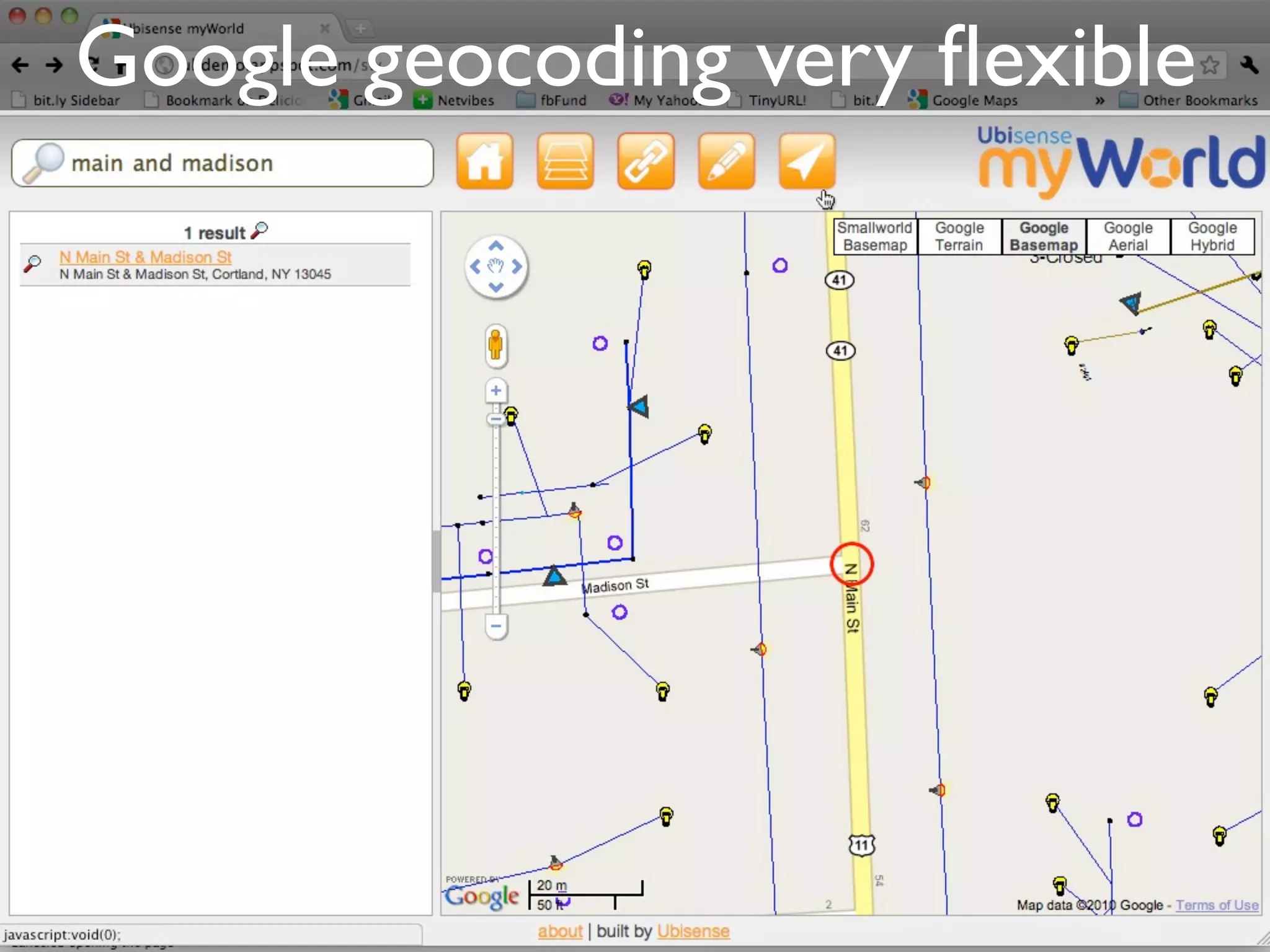 Google geocoding very ﬂexible
 