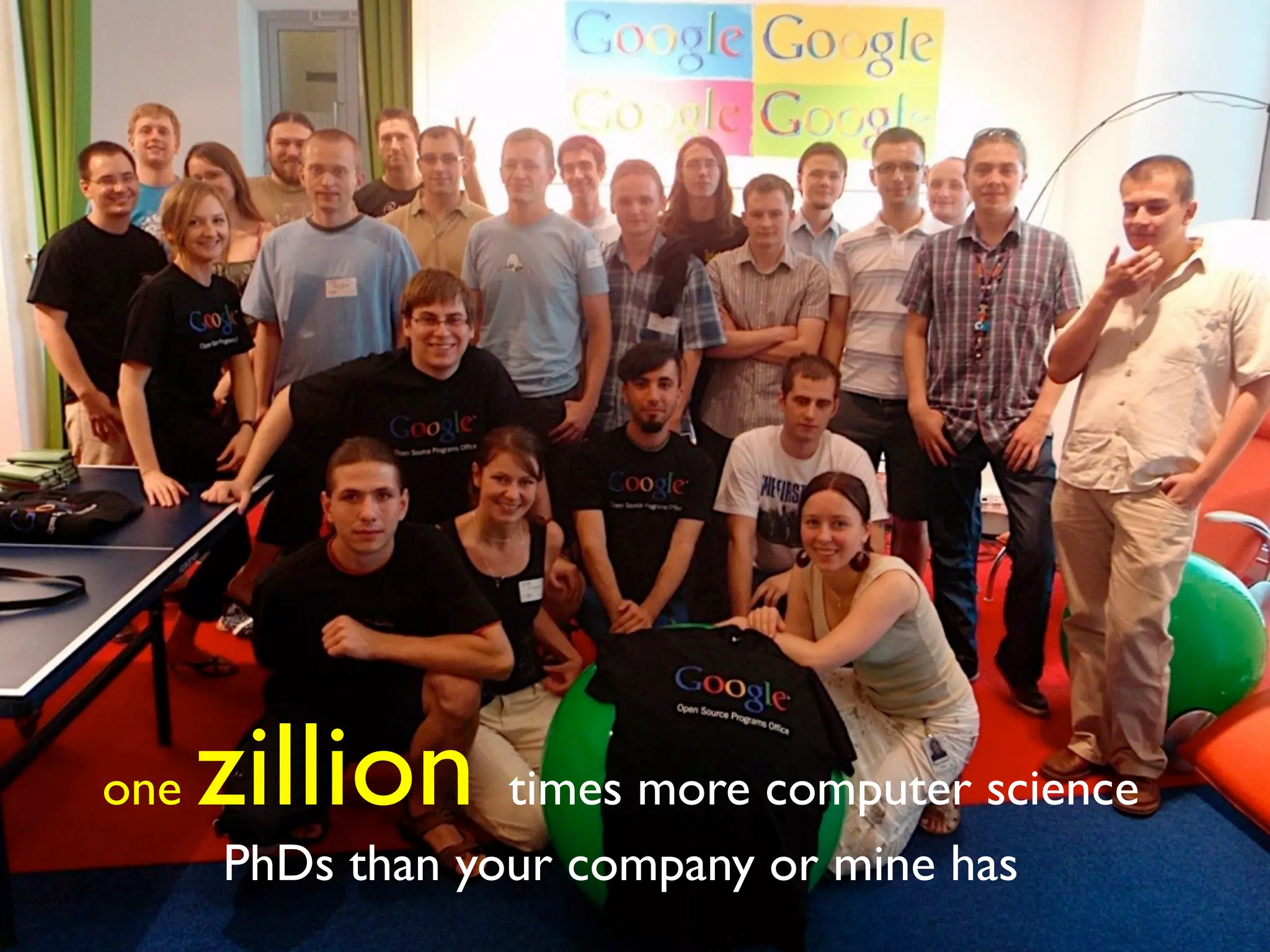 one   zillion times more computer science
      PhDs than your company or mine has
 