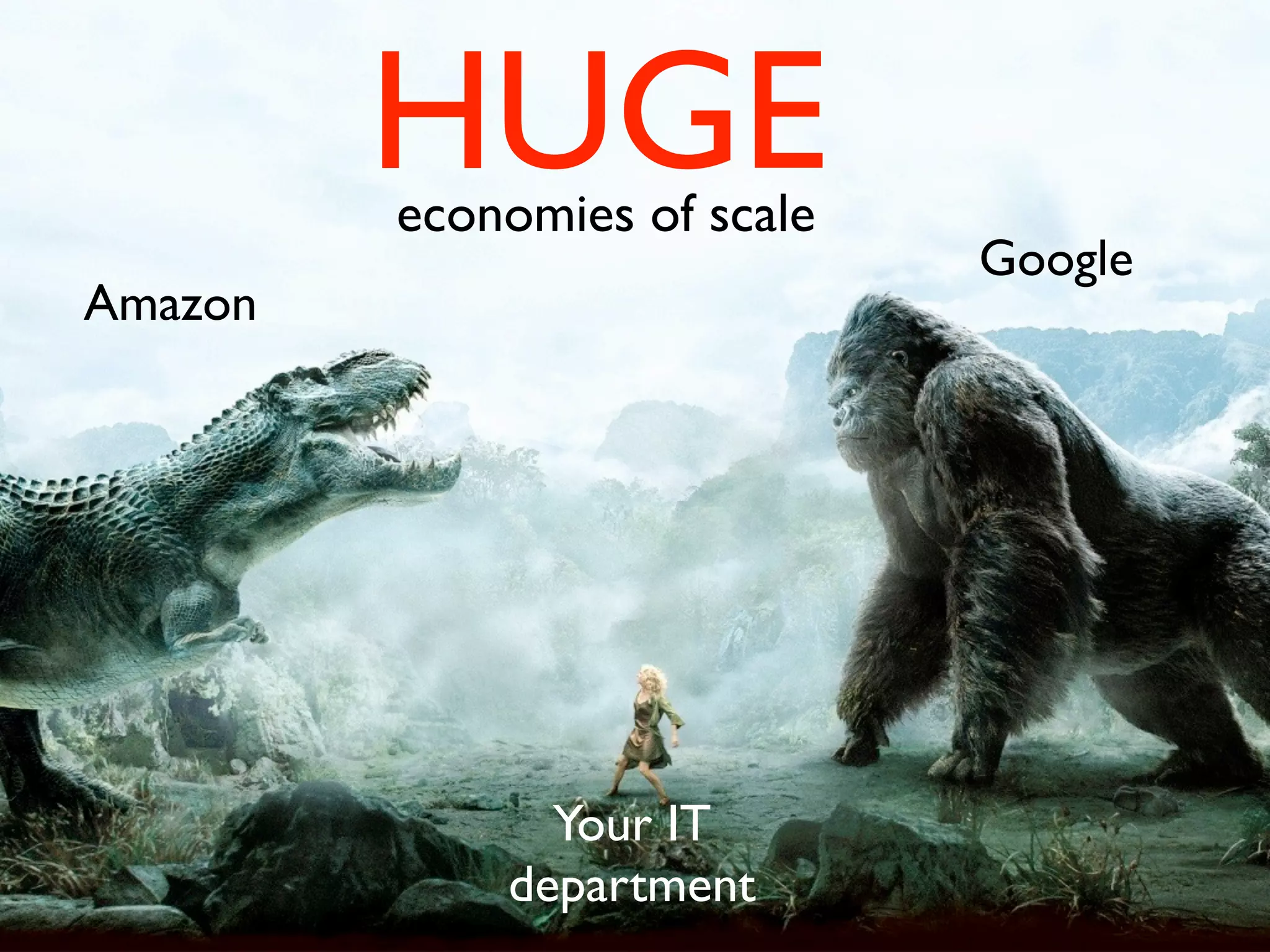 HUGE
         economies of scale
                              Google
Amazon




               Your IT
             department
 