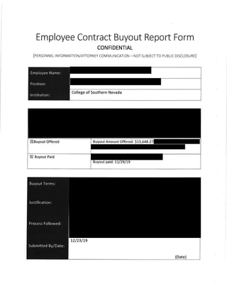 The Nevada System of Higher Education's heavily redacted employee buyouts
