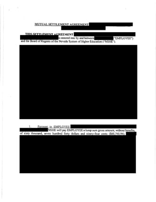 The Nevada System of Higher Education's heavily redacted employee buyouts
