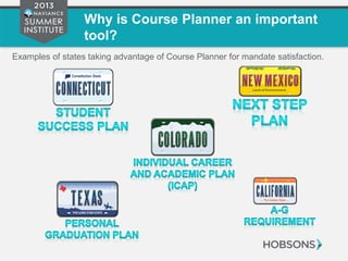 Why is Course Planner an important
tool?
Examples of states taking advantage of Course Planner for mandate satisfaction.
 